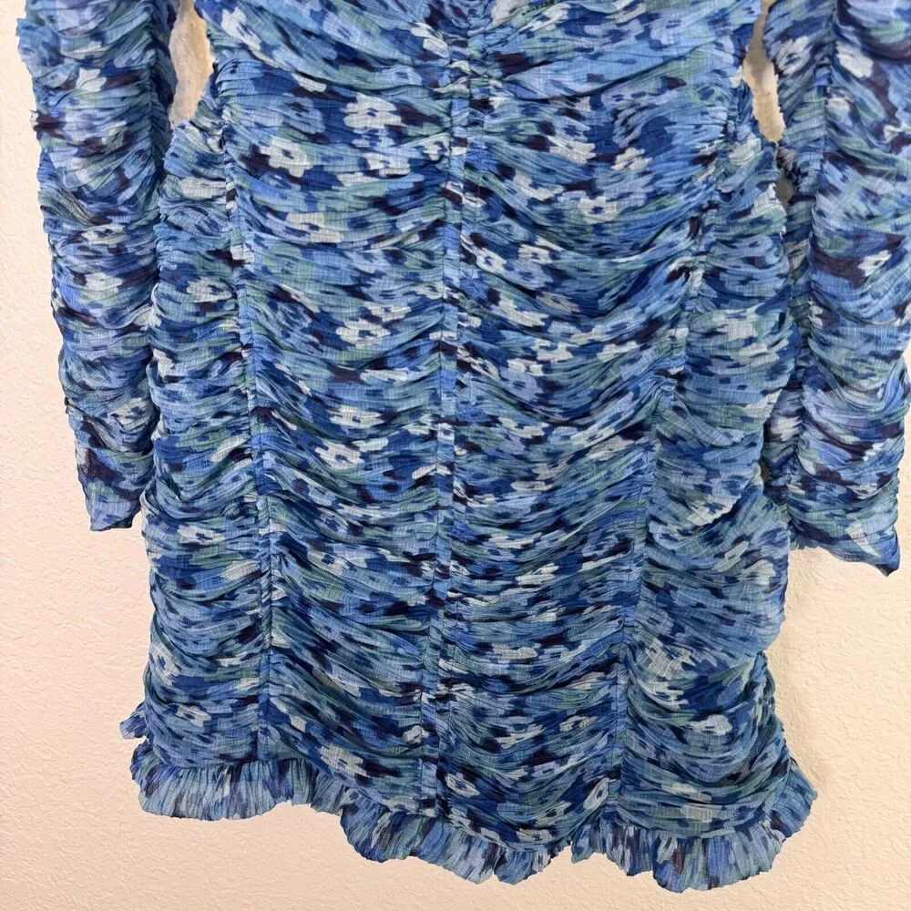 Sabina Musayev Dress Women Small Chiffon Ruched Bodycon Mini Allison Free People - Picture 3 of 14
